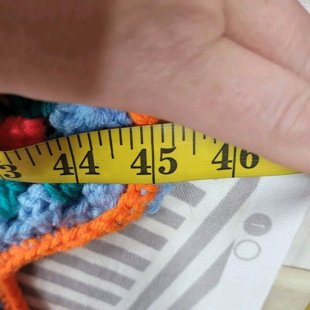 Hand Knit Afghan Zig Zag Chevron Vintage Lap Robe Granny Colorful 45x39” Throw - Picture 9 of 10